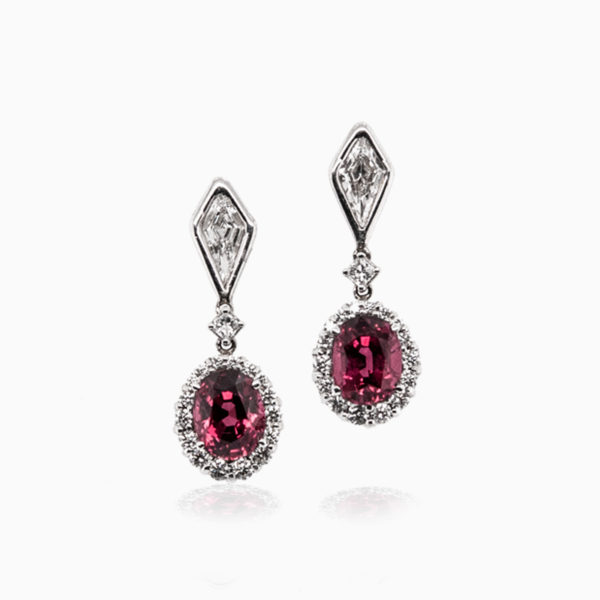 Red Spinel and Diamond Drop Earrings - Mindham Fine Jewellery Ltd.