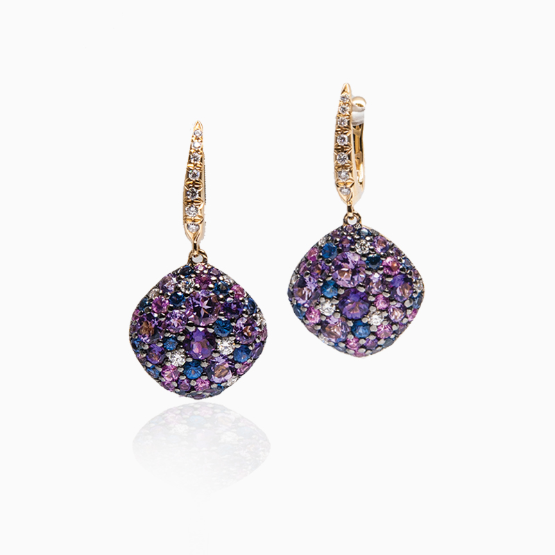 Amethyst, Pink Sapphires and Diamond Firecracker Drop Earrings ...