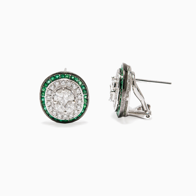 Platinum and sale emerald earrings